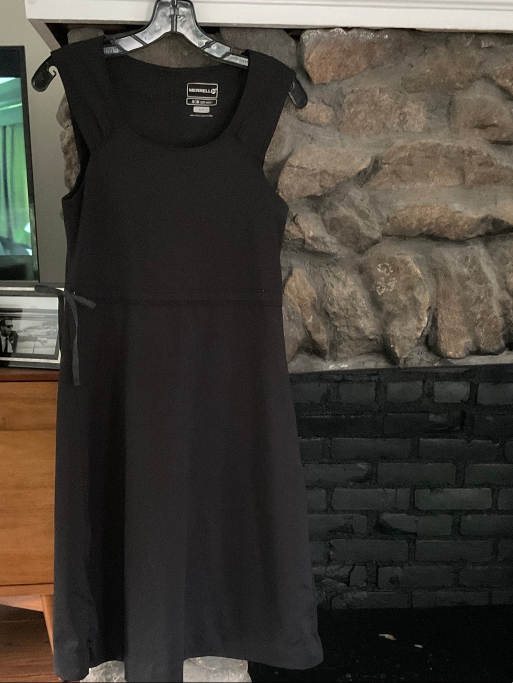 Merrell Black Sleeveless Midi Dress with Scoop Neck and adjustable back